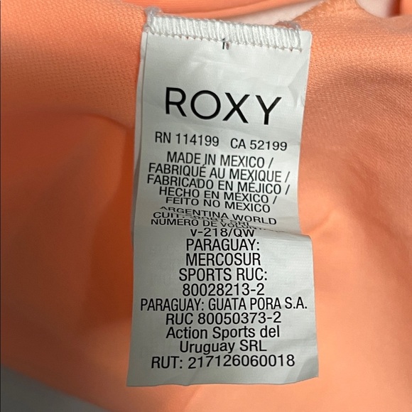 Roxy Beach Classics Athletic Triangle Bikini Top Peach - Picture 13 of 14